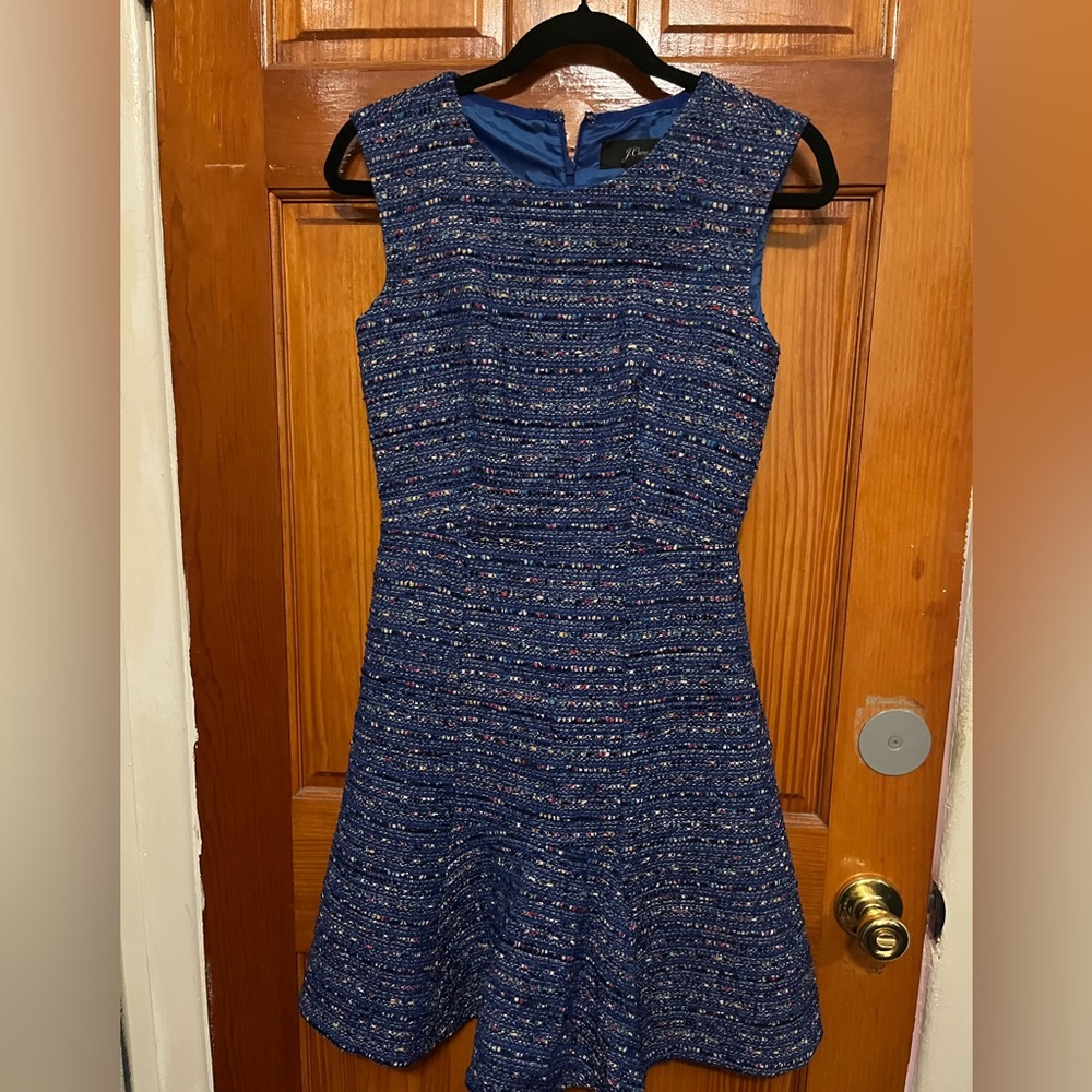 J. Crew Elegant Blue Tweed Dress